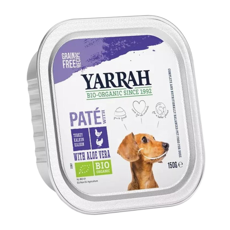 Hrana Umeda Bio pentru Caini, Pate cu Pui, Curcan si Aloe Vera, 150 g, Yarrah