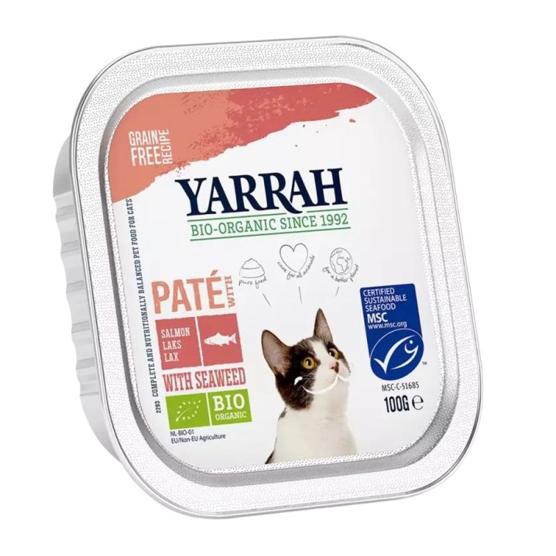 Hrana Umeda Bio pentru Pisici, Pate cu Somon si Alge Marine, 100 g, Yarrah