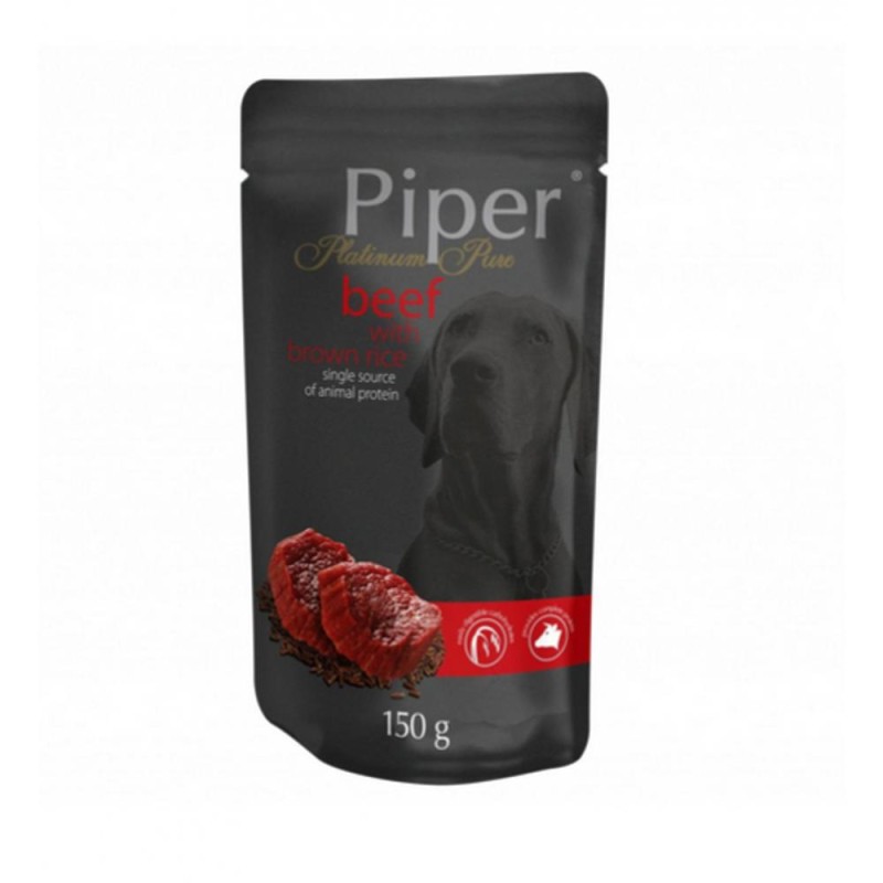 Hrana Umeda cu Carne de Vita si Orez Brun, 150 g, Piper Pure