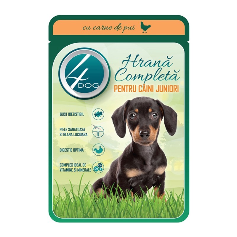Hrana Umeda pentru Caini, 4 Dog, Junior, cu Pui, 100 g