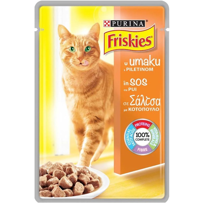 Hrana Umeda pentru Pisici Adulte, cu Carne de Pui in Sos, 85 g, Friskies