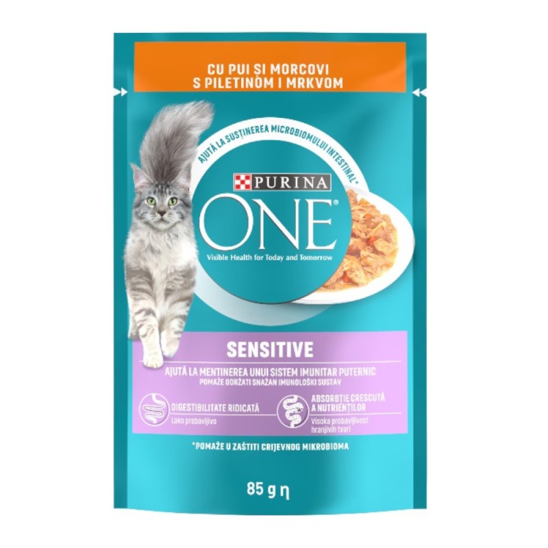 Hrana Umeda pentru Pisici, Purina, One Sensitive, Pui si Morcov, 85 g