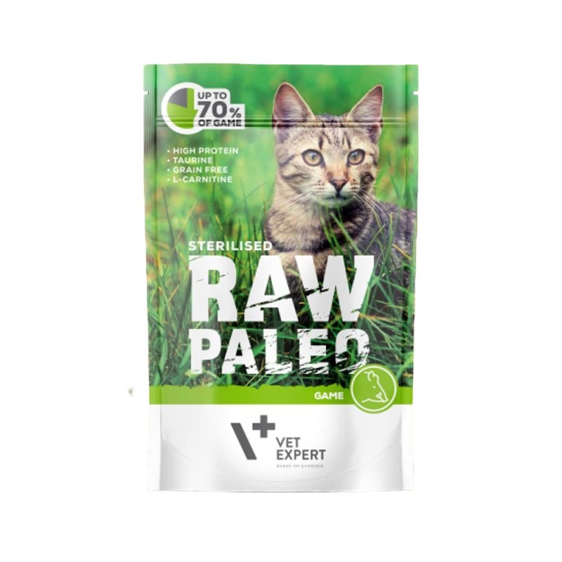 Hrana Umeda pentru Pisici Sterilizate cu Carne de Vanat, Raw Paleo Sterilised, 100 g
