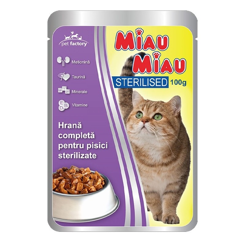 Hrana Umeda Pisici Sterilizate Miau Miau, Plic 100 g