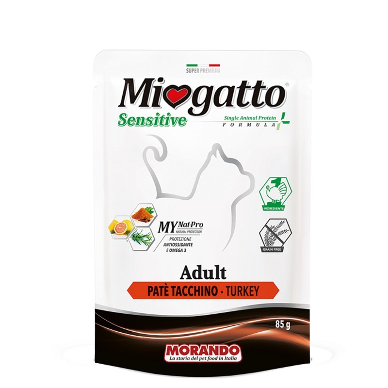 Hrana Umeda Super Premium Pisici, Adult, Miogatto Sensitive, Pate, Curcan, 85 g