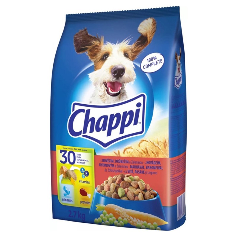 Hrana Uscata pentru Caini Chappi cu Vita, Pasare si Legume, 2.7 kg