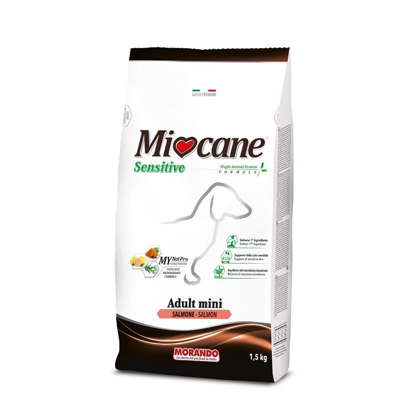 Hrana Uscata Super Premium Caini, Adult Mini, Miocane Sensitive, Somon, 1,5 Kg