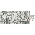 Husa Roll Wrap Bumbac pentru Creioane, 36 Pozitii, Alb/Negru