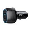 Incarcator Auto Well, PD 45W + QC 18W, 63W, Negru
