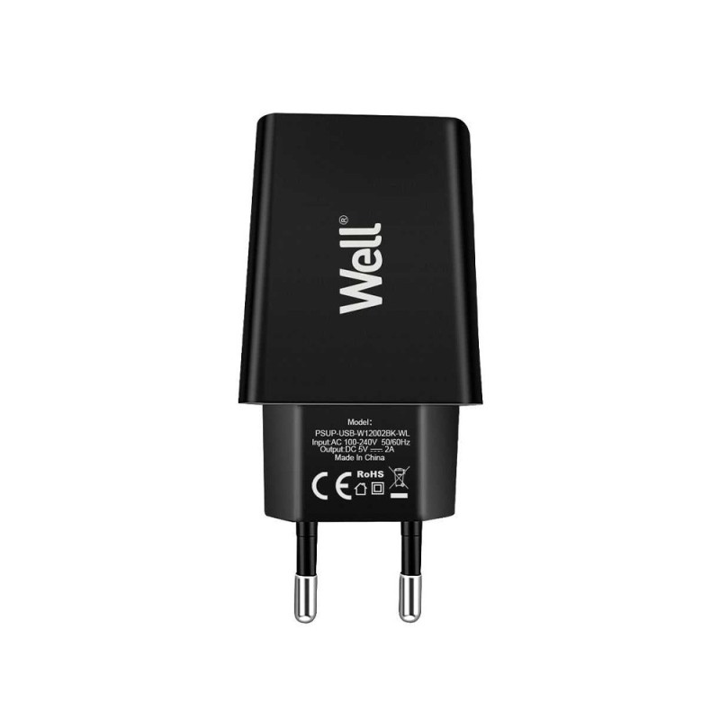 Incarcator Retea USB 230V, 1 Iesire 2A, Negru, Well