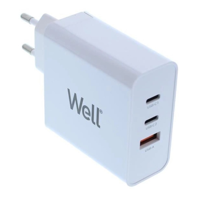 Incarcator Retea Well, 1 x USB-A QC3.0, 2x USB-C PD 65W, PPS Alb, Polybag