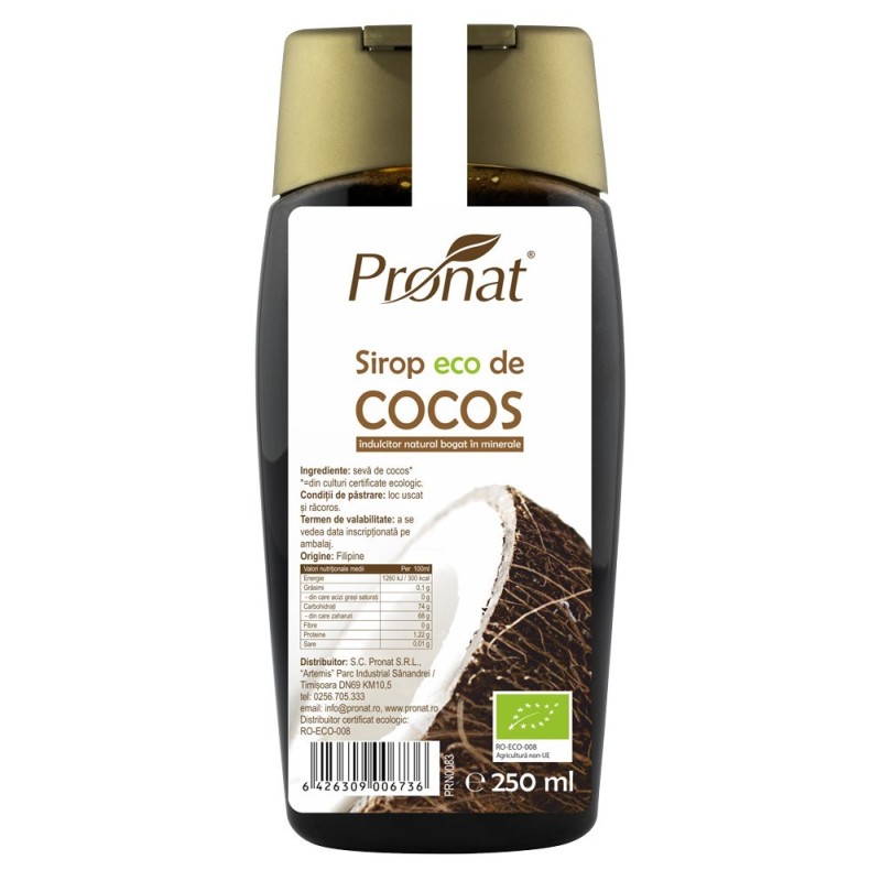 Indulcitor din Nectarul Florilor de Cocos Bio, 250 ml