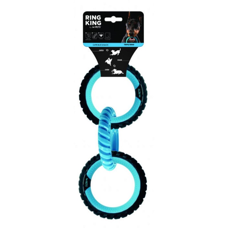 Inel Triplu Ring King Capri, Albastru/Negru, M-PETS