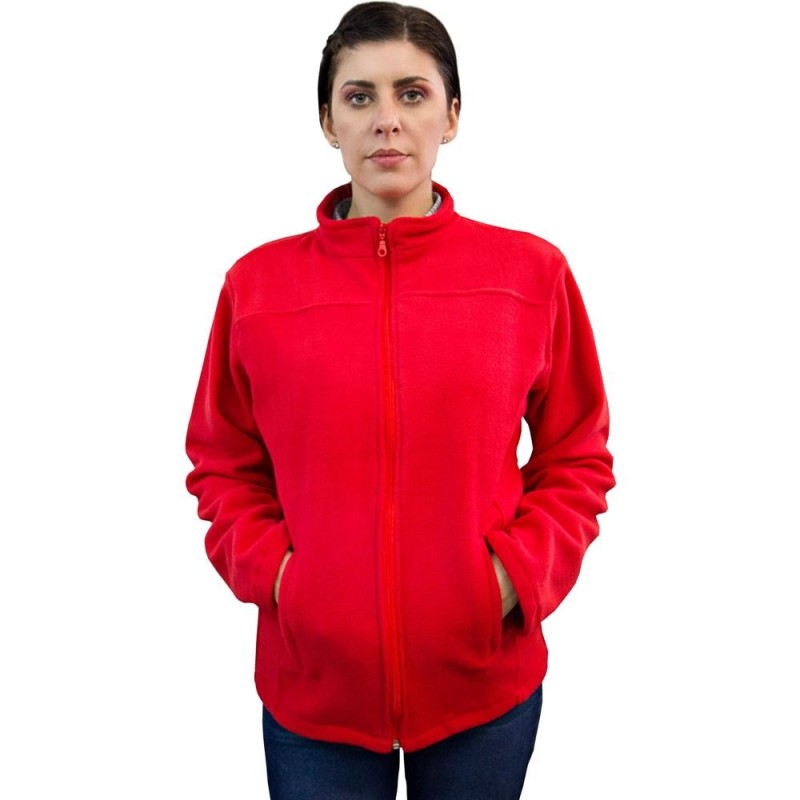 Jacheta Medicala Polar Fleece Joe, Unisex, Tip Tunica, Maneca Lunga, Fermoar, 2 Buzunare, Rosie, XL