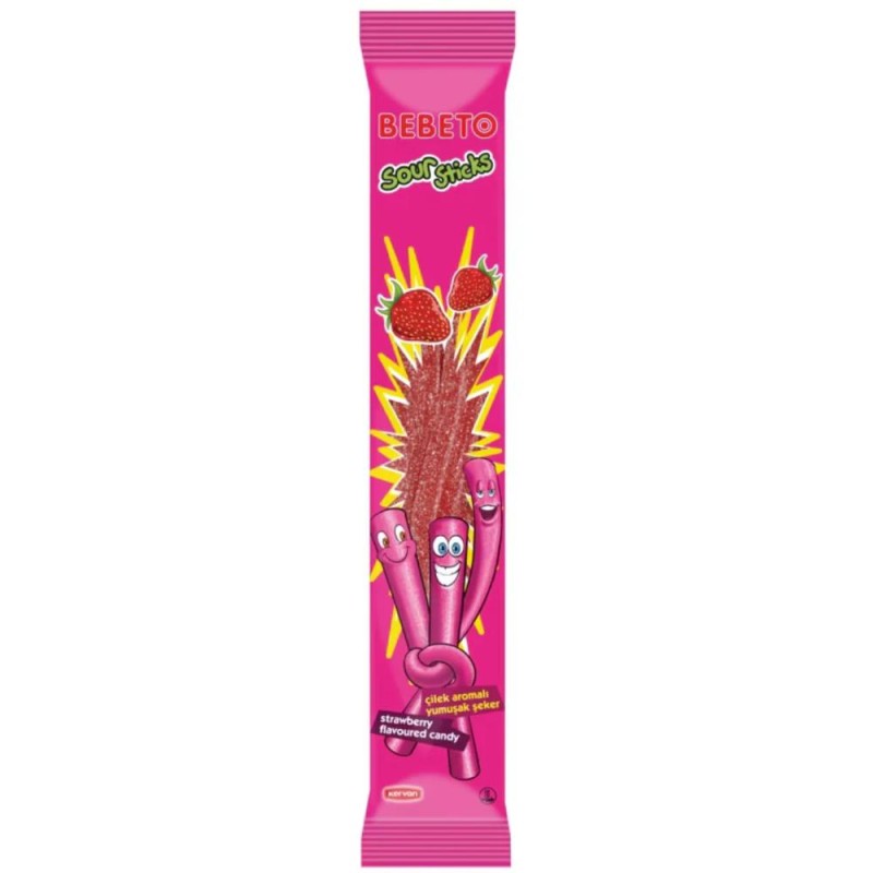 Jeleuri cu Aroma de Capsuni Bebeto Sour Sticks, 30 g