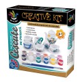 Joc Creativ, D-Toys, Set de Cescute din Ceramica, 13 Bucati si Set Vopsea, 12 Culori