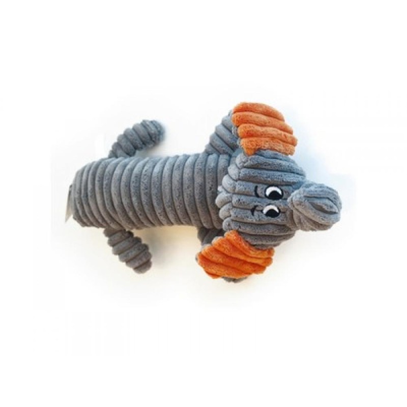 Jucarie din Plus Bobby cu Sunet, Elefant Gri/Portocaliu, 32 x 17 x 9 cm, M-Pets
