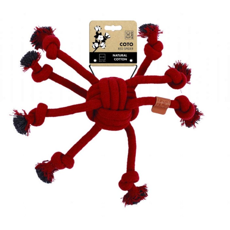 Jucarie din Sfoara pentru Caini Coto Eco Red Spider, 38 cm, M-Pets