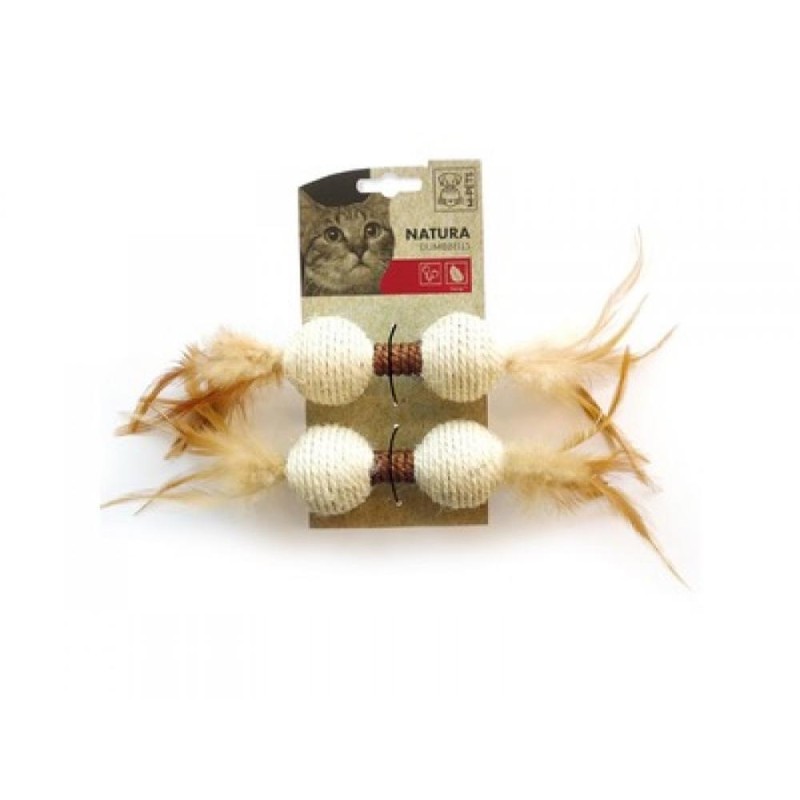Jucarie pentru Pisici Dumbell Natura, 24 x 4.5 x 4.5 cm, M-Pets