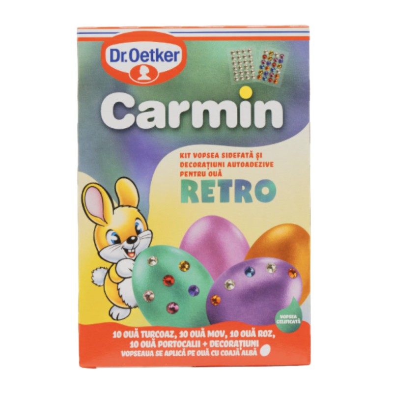 Kit Gel pentru Oua, 4 Culori si Decoratiuni 3D Retro, 20 g