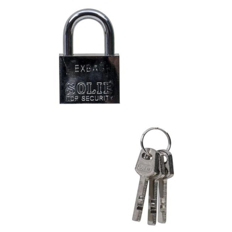 Lacat Patrat Cromat, cu 3 Chei, 40 mm