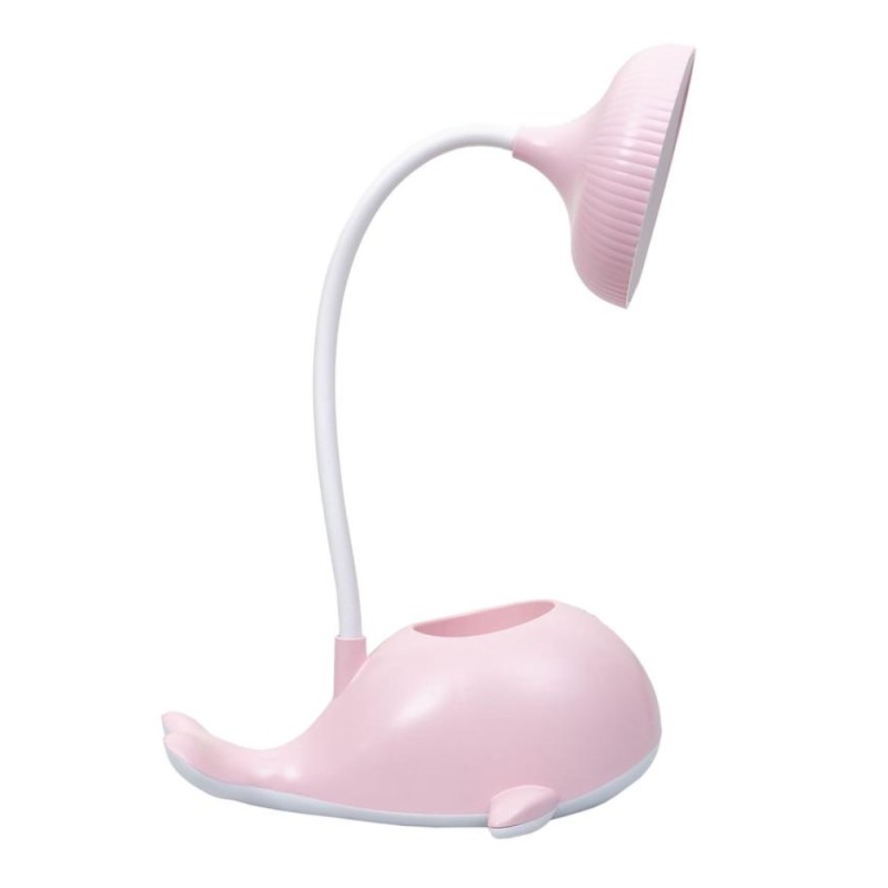 Lampa de Birou Copii, Model Delfin, Putere 3W, 3 Tipuri de Lumina, Roz