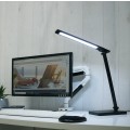 Lampa Unilux Novy LED Pliabila pentru Birou, Cap Rotativ, Brat Ajustabil, Baza Pivotanta, Timer, USB, Negru
