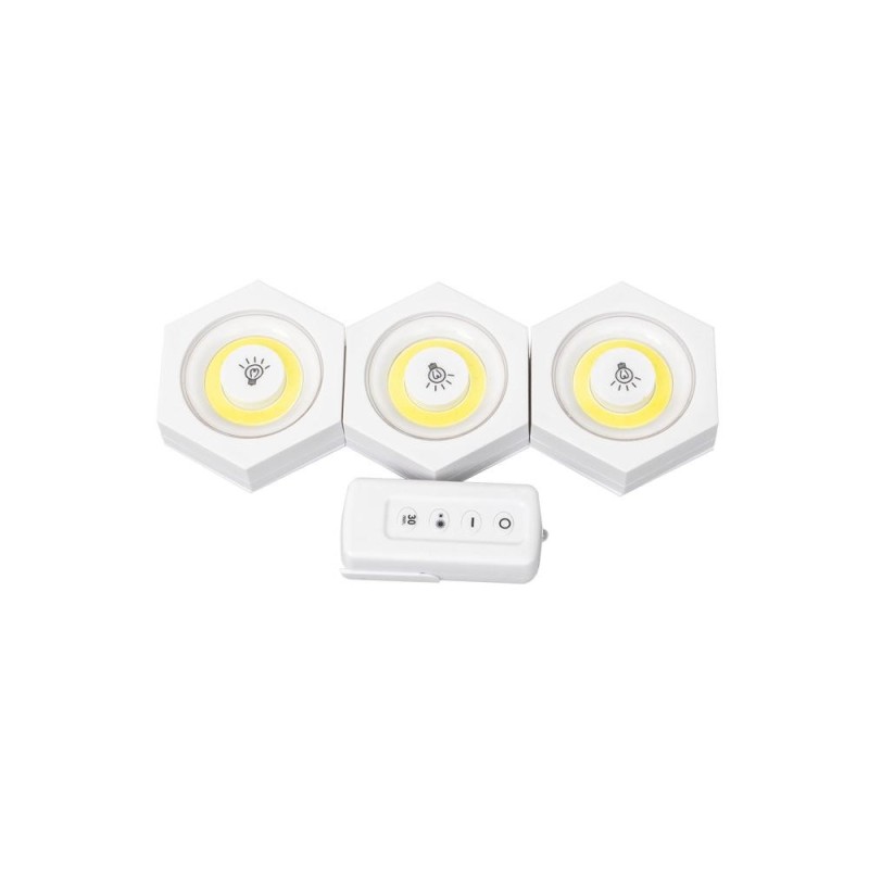 Lampi LED Hexagonale cu Telecomanda Mobila, Autoadezive, 3 Bucati