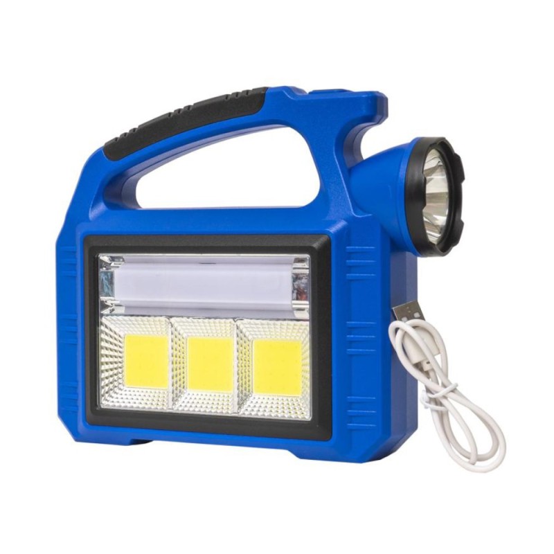 Lanterna Mana, 3 Moduri Intensitate Lumina, Incarcare Solara si USB, Albastru