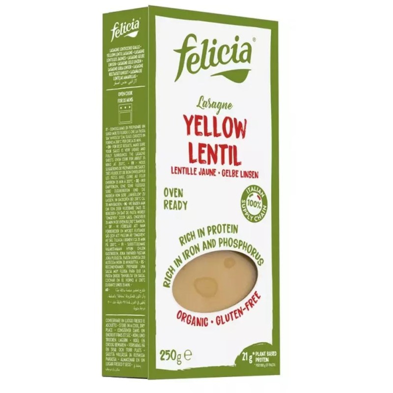 Lasagna Bio din Linte Galbena, 250 g, Felicia