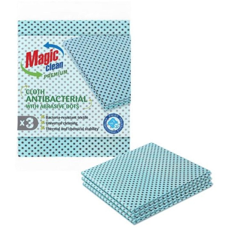 Laveta Antibacteriana Magic Clean Premium, cu Puncte Abrazive, 3 Bucati