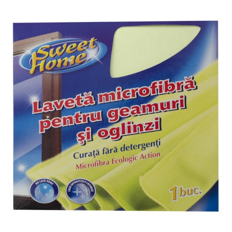Laveta Microfibra Sweet Home, pentru Geamuri si Oglinzi