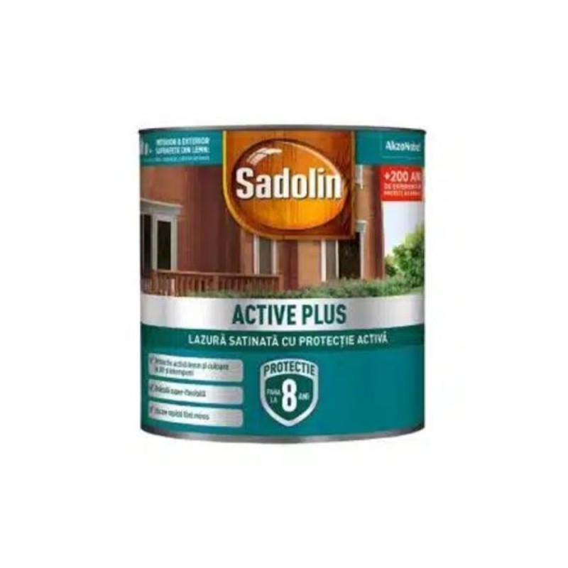 Lazura Satinata pe Baza de Apa Sadolin, Protectie Lemn Exterior, 0.75 l, Gri, Grafit
