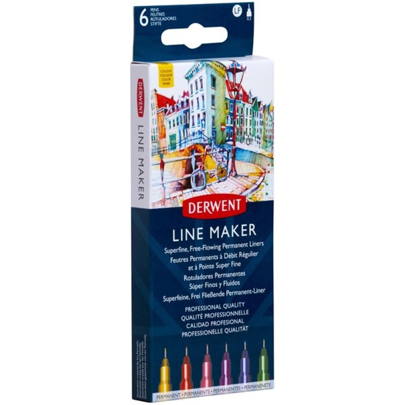 Linere Colorate, Varf 0.3 mm, 6 Bucati, Derwent