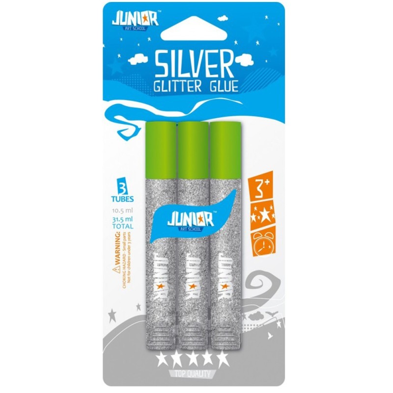 Lipici Glitter, Argintiu, 3 Bucati x 10.5 g / Blister