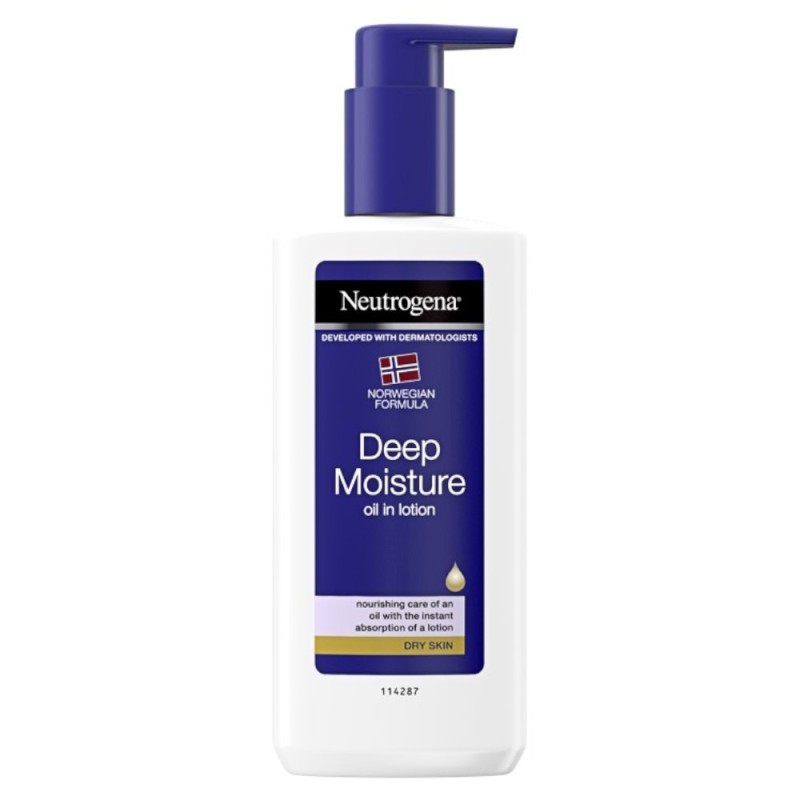 Lotiune de Corp cu Uleiuri Hranitoare Neutrogena Deep Moisture, pentru Piele Uscata, 400 ml