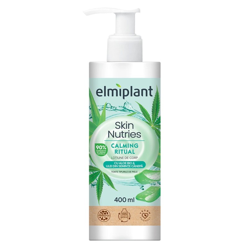 Lotiune de Corp Elmiplant Skin Nutries Calming Ritual Aloe si Ulei din Seminte de Canepa, 400 ml