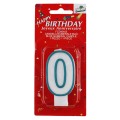 Lumanare Aniversara pentru Tort, Cifra 0, Albastru Premium