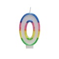 Lumanare Aniversara pentru Tort, Cifra 0, Multicolor