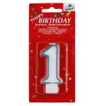 Lumanare Aniversara pentru Tort, Cifra 1, Albastru Premium