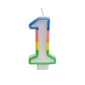 Lumanare Aniversara pentru Tort, Cifra 1, Colorat