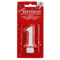 Lumanare Aniversara pentru Tort, Cifra 1, Rosu Premium