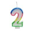 Lumanare Aniversara pentru Tort, Cifra 2, Multicolor