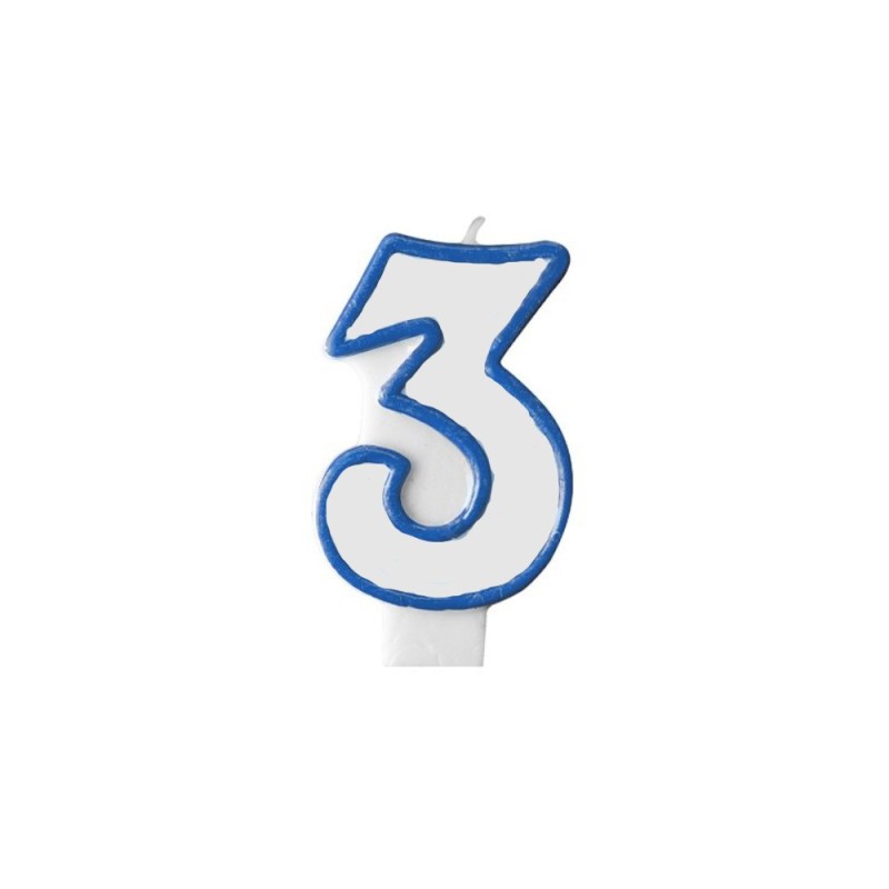 Lumanare Aniversara pentru Tort, Cifra 3, Albastru