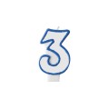 Lumanare Aniversara pentru Tort, Cifra 3, Albastru