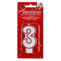 Lumanare Aniversara pentru Tort, Cifra 3, Rosu Premium