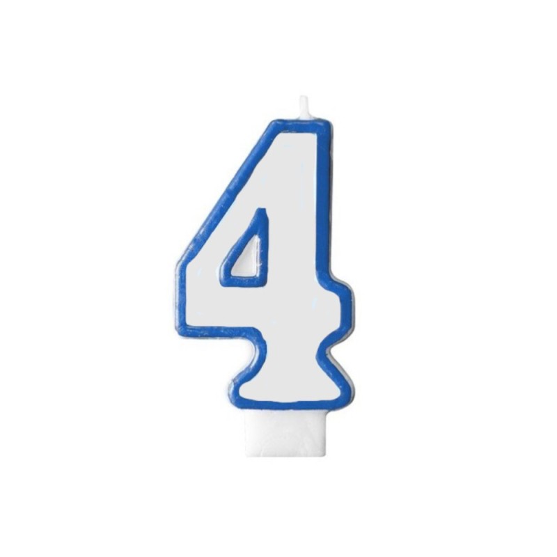 Lumanare Aniversara pentru Tort, Cifra 4, Albastru