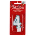 Lumanare Aniversara pentru Tort, Cifra 4, Albastru Premium