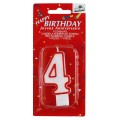 Lumanare Aniversara pentru Tort, Cifra 4, Rosu Premium