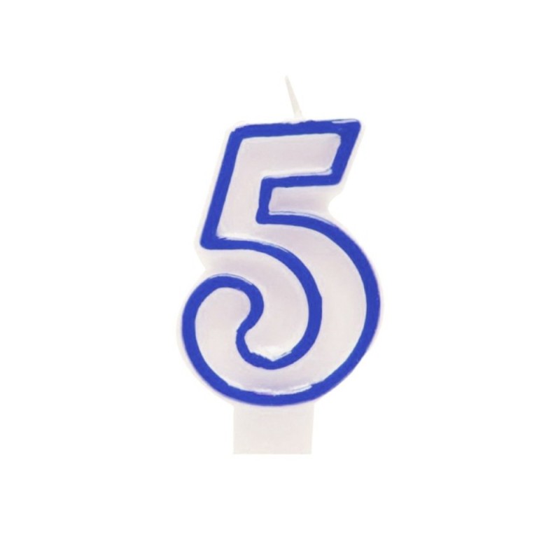 Lumanare Aniversara pentru Tort, Cifra 5, Albastru